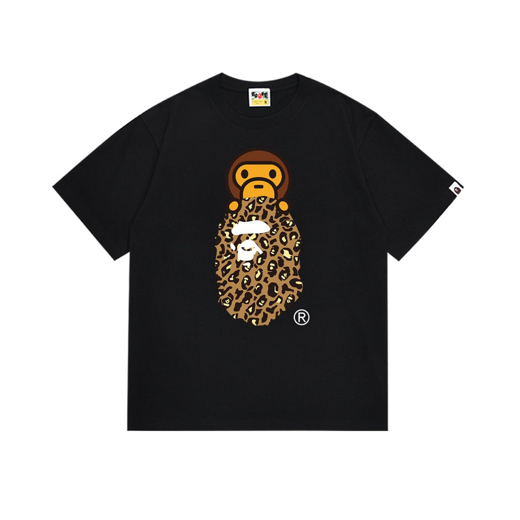 BAPE Tan Leopard Ape Graphic T-Shirt — front