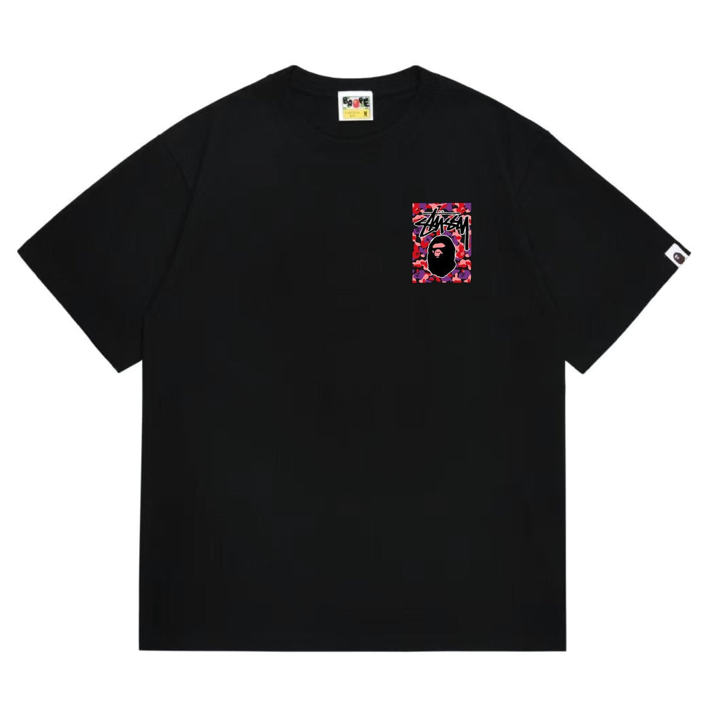 BAPE Warm Camo Black Ape Graphic T-Shirt — front
