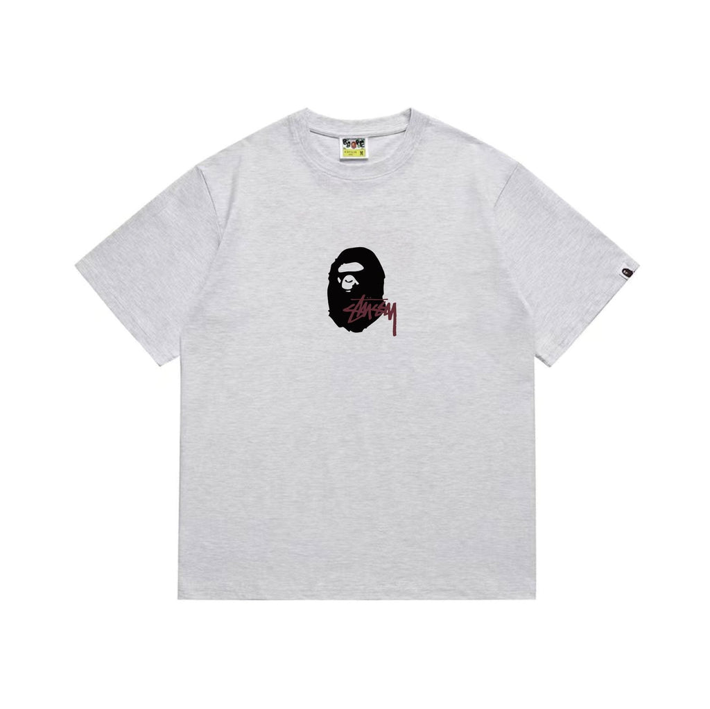 BAPE Burgundy Ape Wordmark Graphic T-Shirt — front
