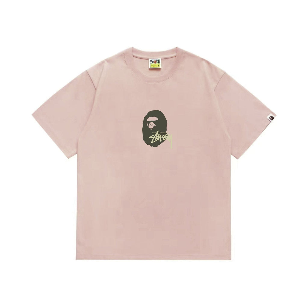 BAPE Olive & Gold Ape Wordmark Graphic T-Shirt — front