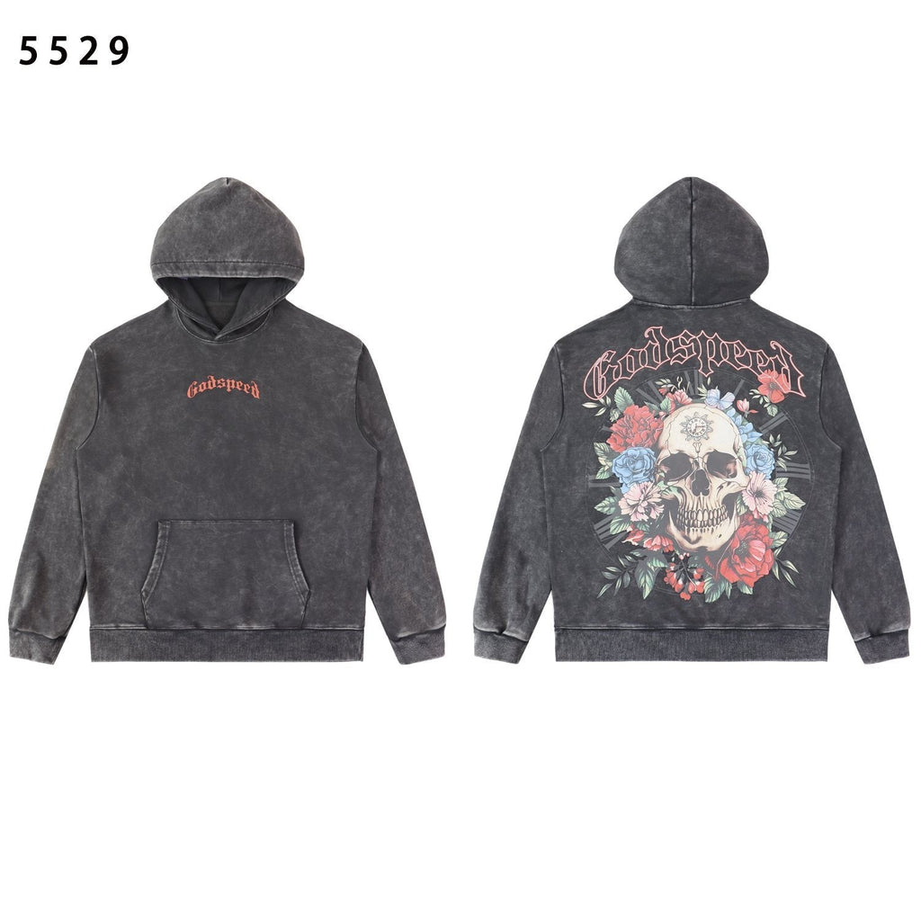 Godspeed Skull Rose Graphic Hoodie — front