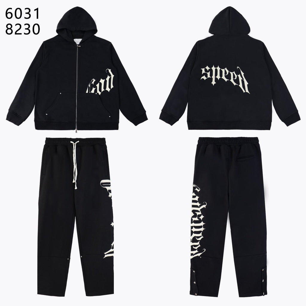 Godspeed White Gothic Zip Hoodie & Jogger Matching Set — front