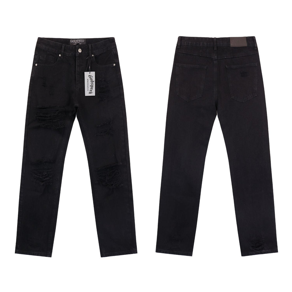 Godspeed Distressed Washed Denim Jeans — front