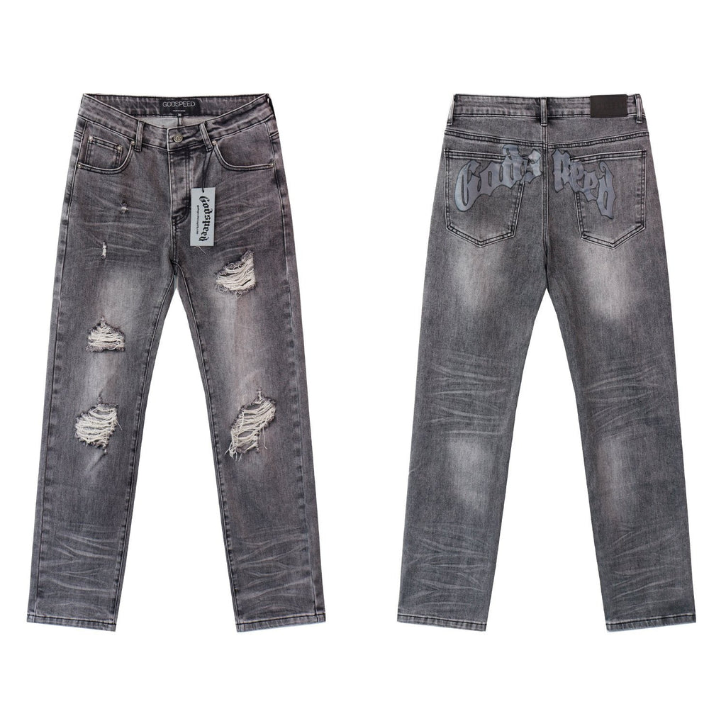 Godspeed Washed Distressed Jeans — front