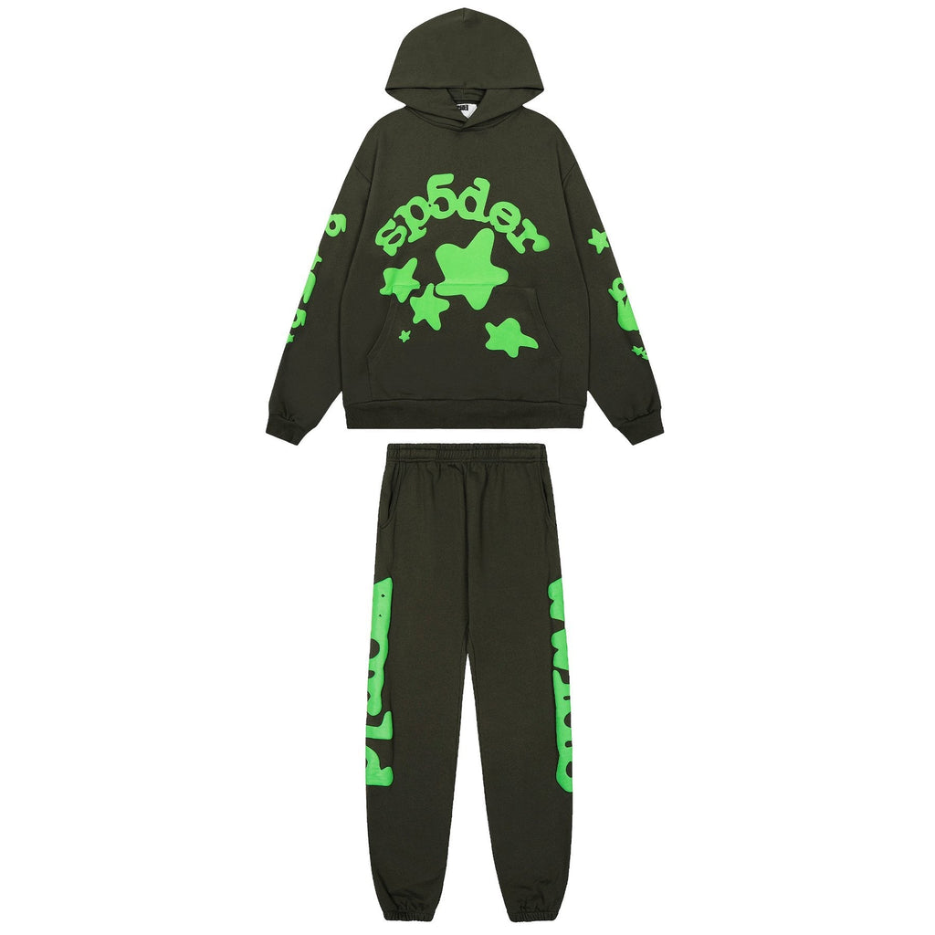 Sp5der Graphic Hoodie & Jogger Matching Set — front