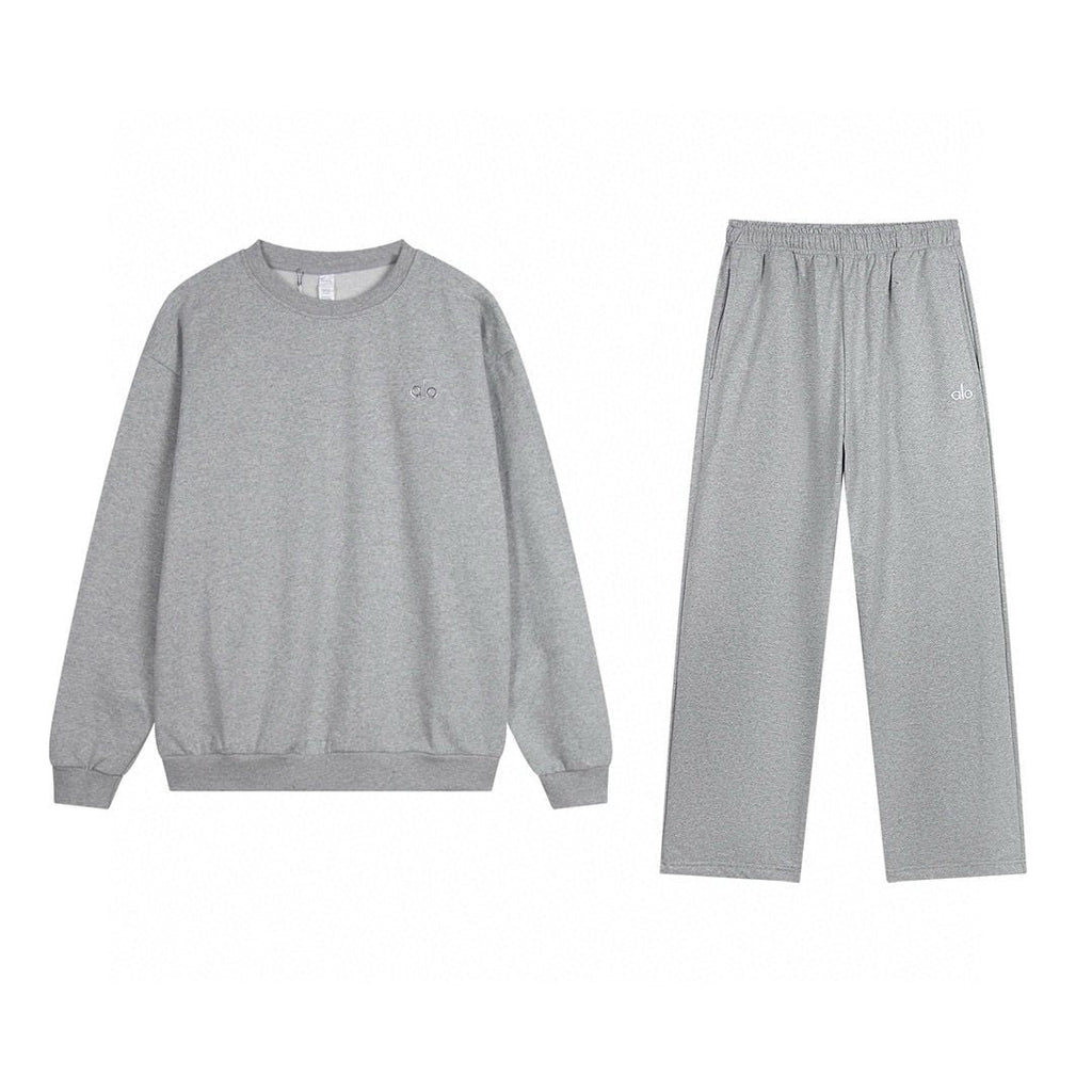 alo Small Logo Crewneck Sweatshirt & Sweatpants Matching Set — front
