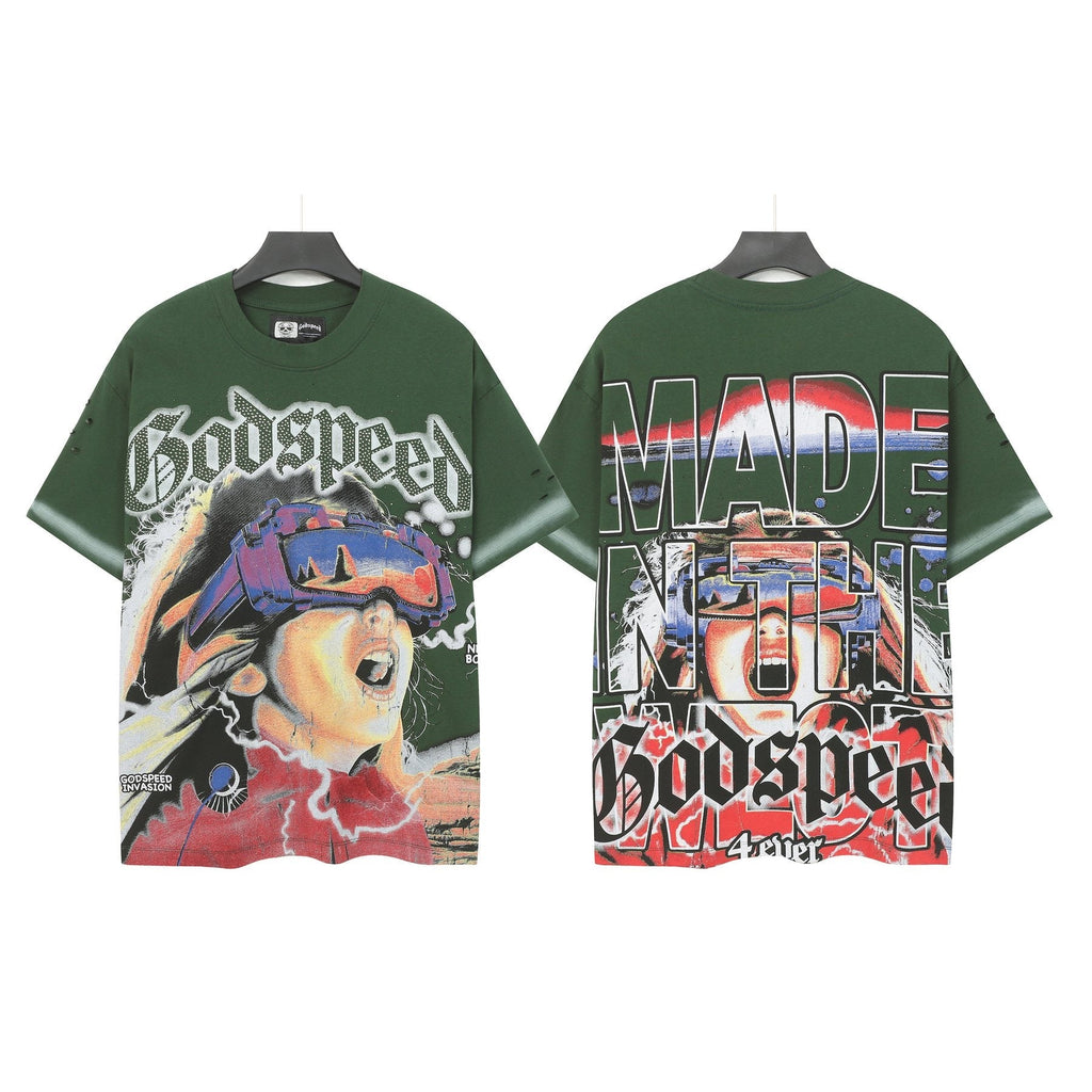 Godspeed New Born Rhinestone Graphic T-Shirt — front