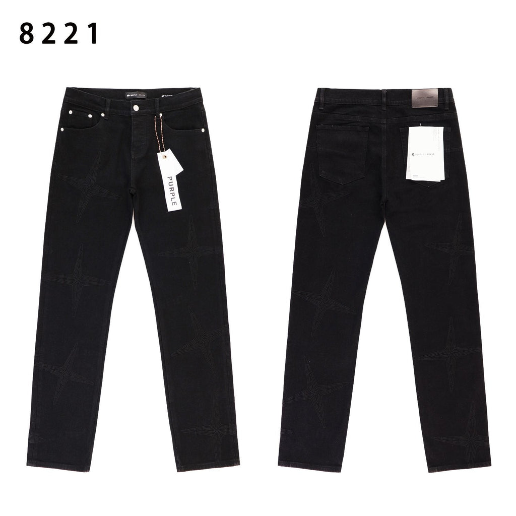 Purple Brand Star Embroidered Washed Jeans — front
