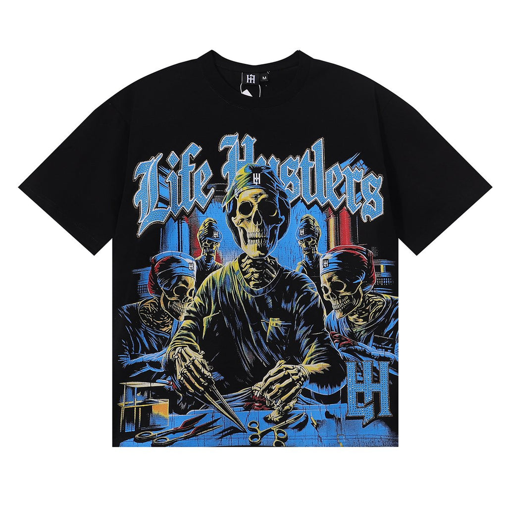 Life Hustlere Skull Doctor Graphic T-Shirt — front