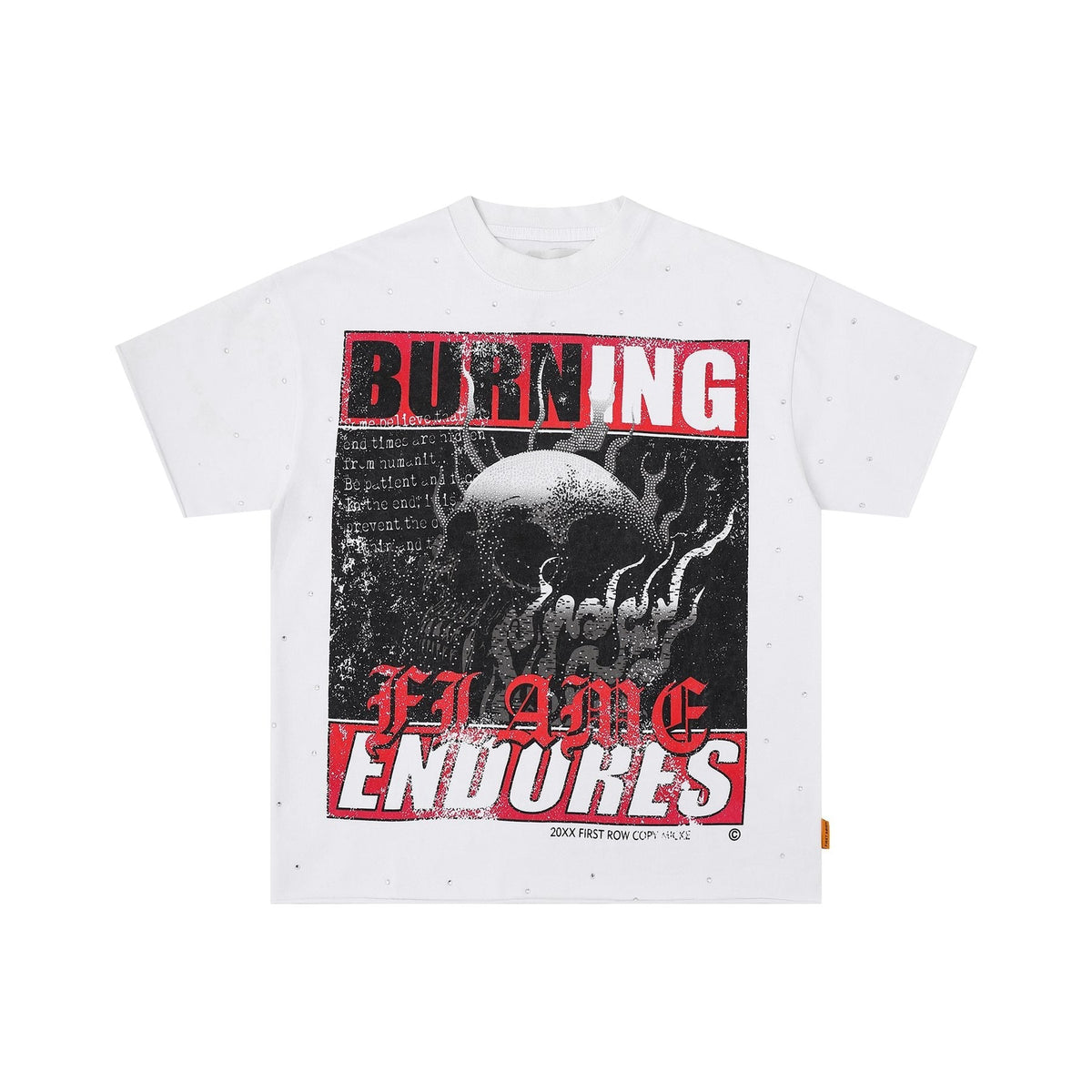 FIRST ROW Burning Flames Cropped Graphic T-Shirt — front