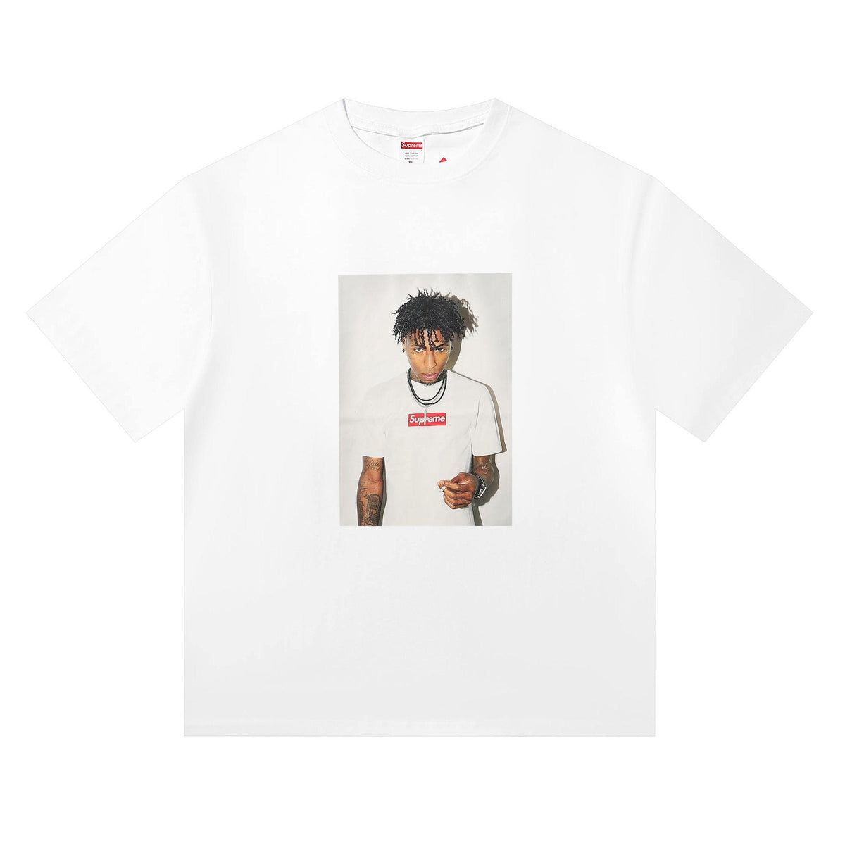 Supreme Rapper Portrait Graphic Short-Sleeve T-Shirt — front