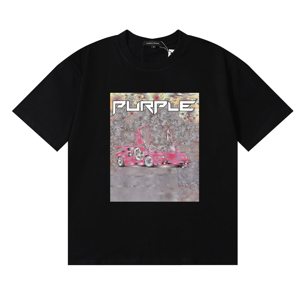 Purple Brand Ditched Car Graphic T-Shirt — front