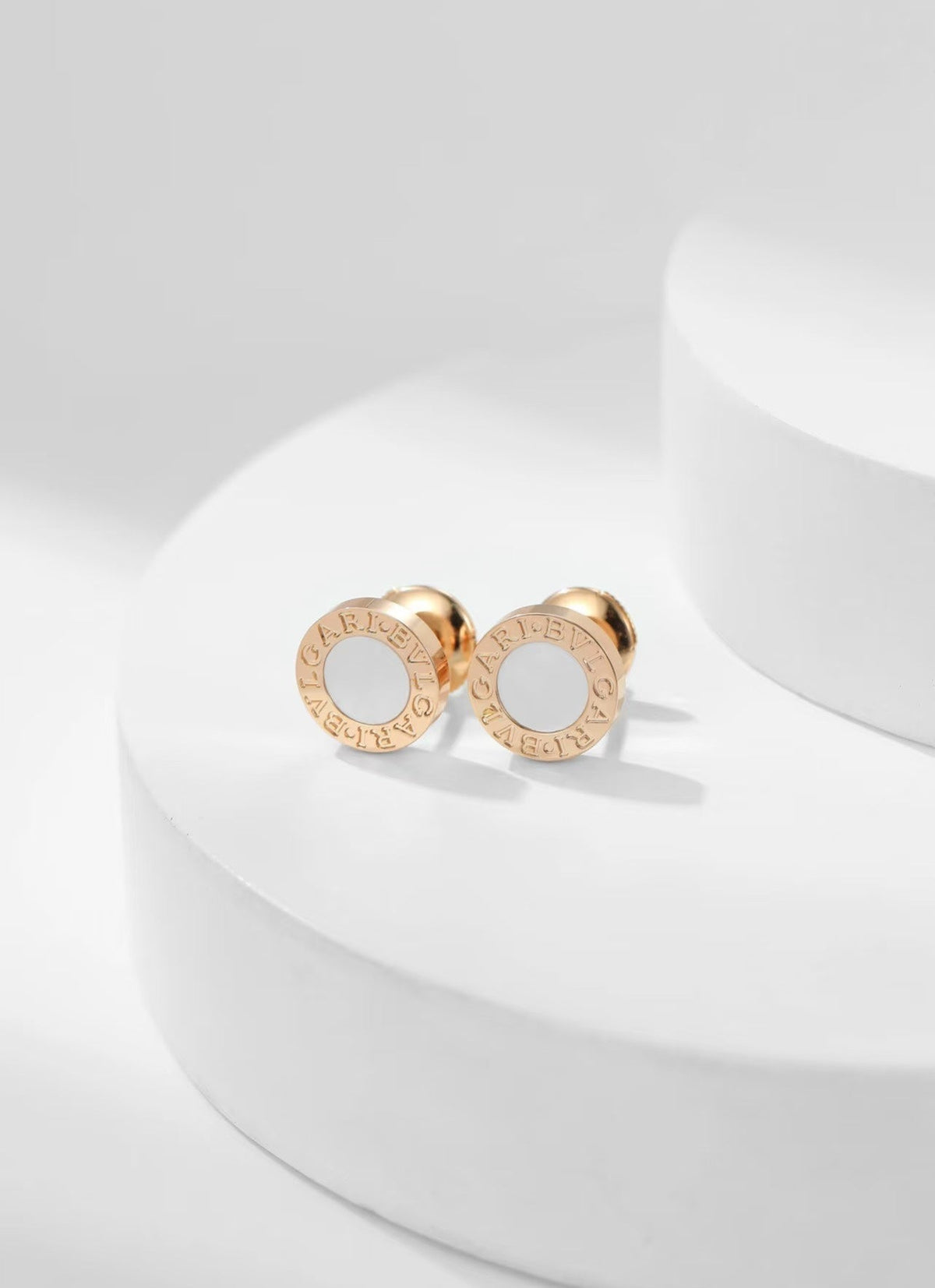Bvlgari Pink Gold Stud Earrings