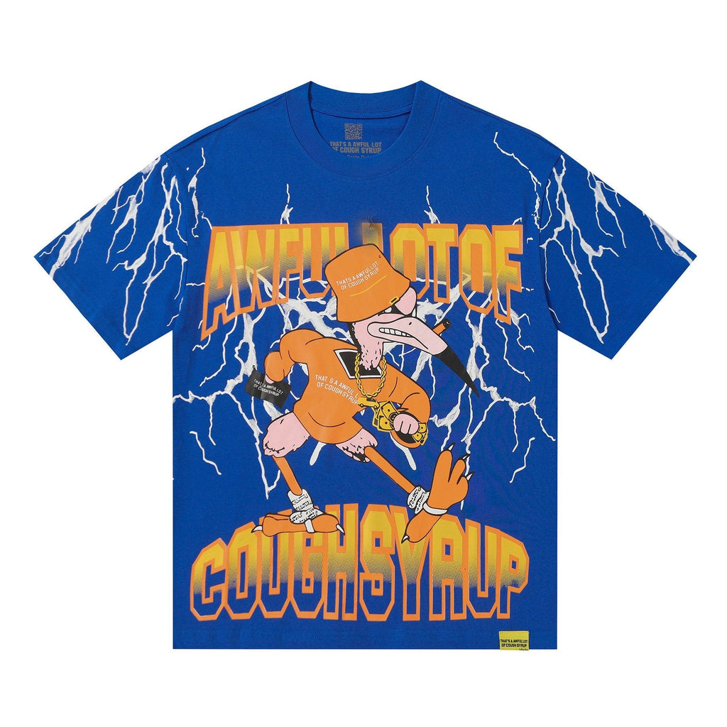 THAT'S A AWFUL LOT OF COUGH SYRUP Lightning Cartoon Graphic T-Shirt — hero