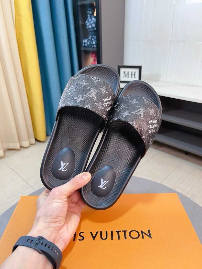 Louis Vuitton Monogram Slide Sandals — front