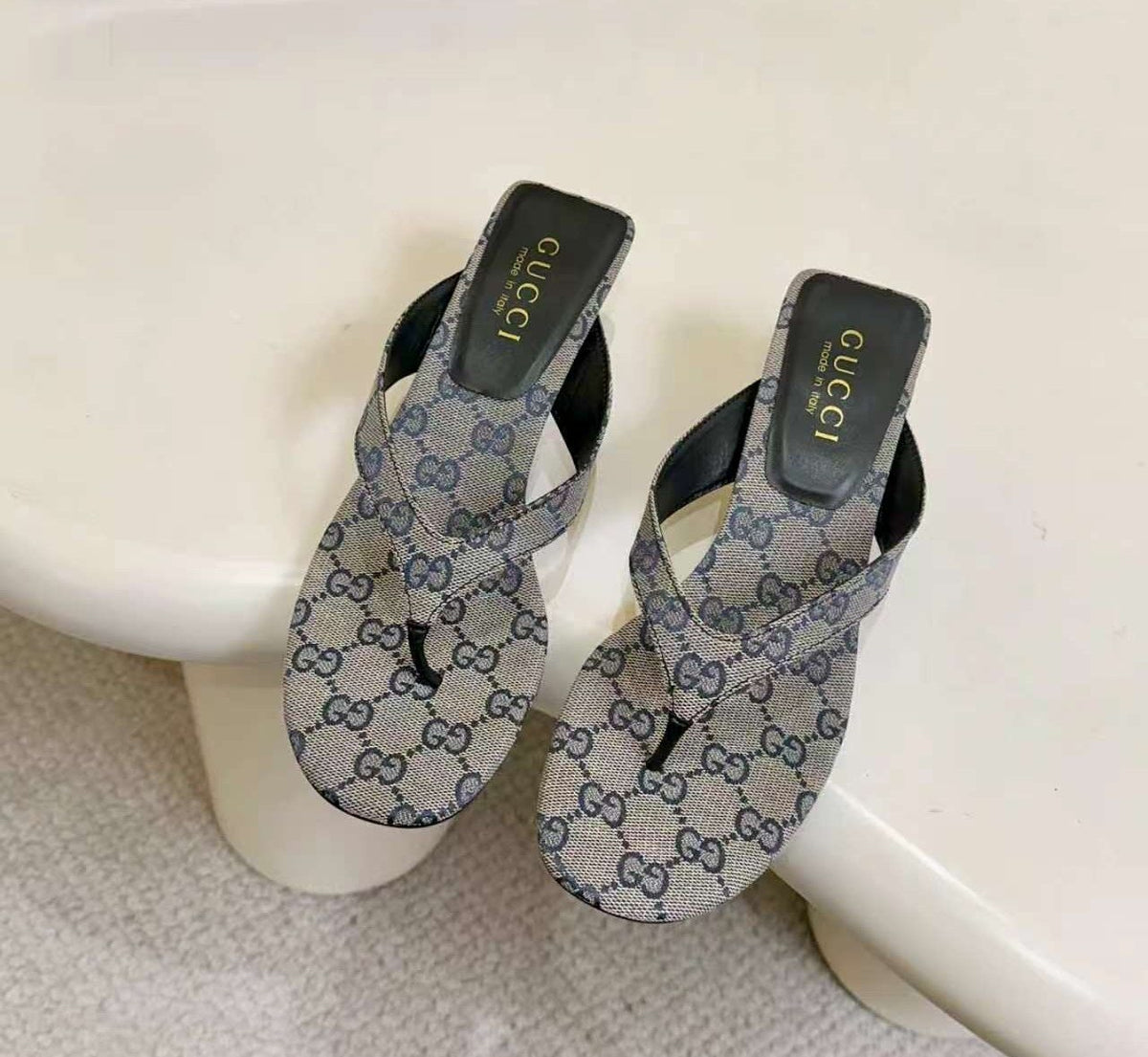 Gucci Monogram Low-Heeled Slingback Sandals — hero