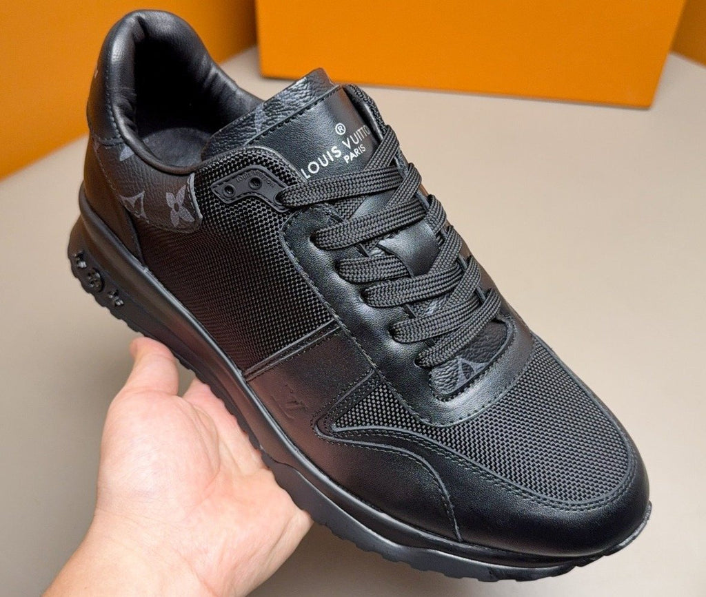 Louis Vuitton Black Leather & Mesh Sneakers — hero