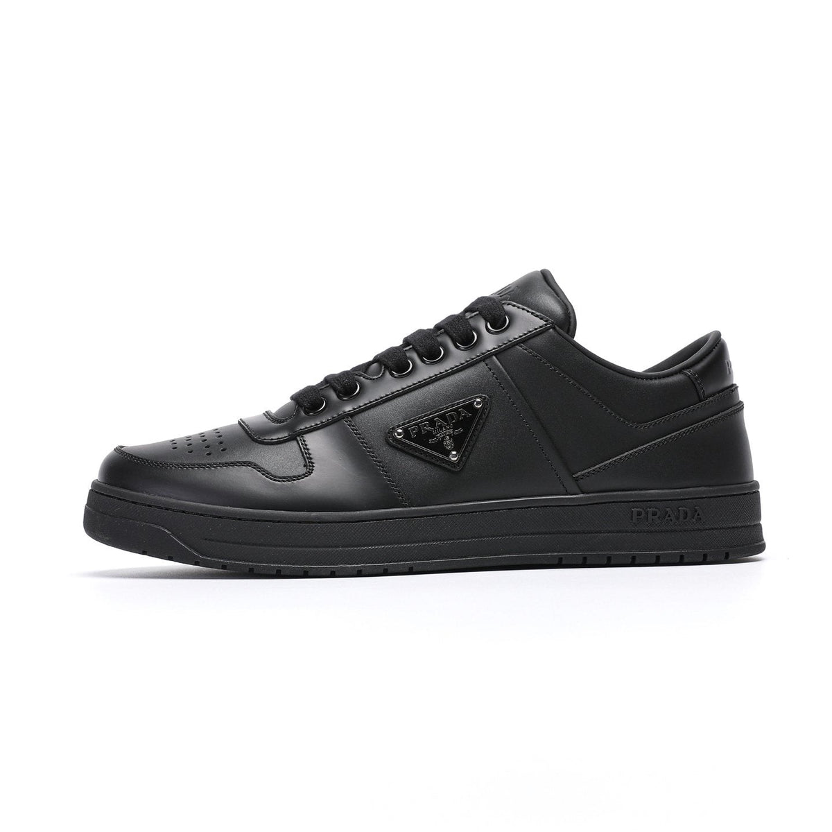 Prada Black Perforated Low-Top Sneakers — side