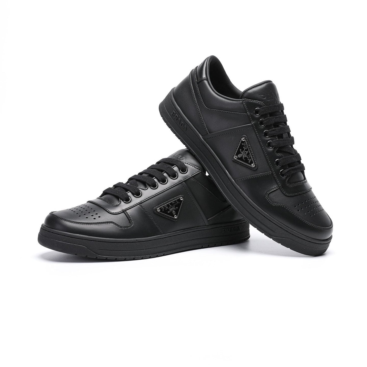 Prada Black Perforated Low-Top Sneakers — front