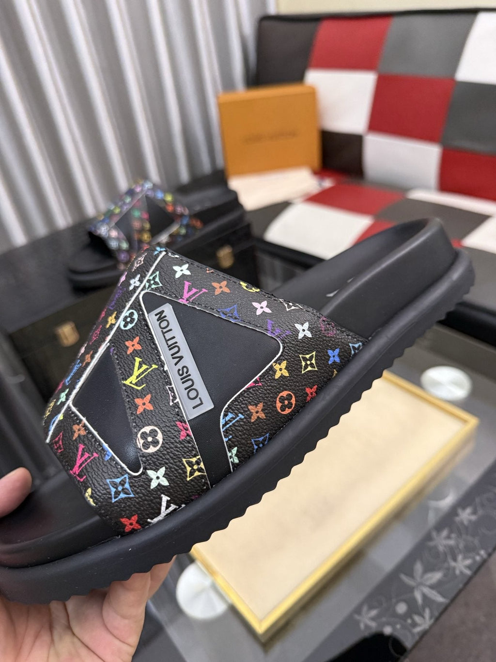 Louis Vuitton Multicolor Strap Slide Sandals — side