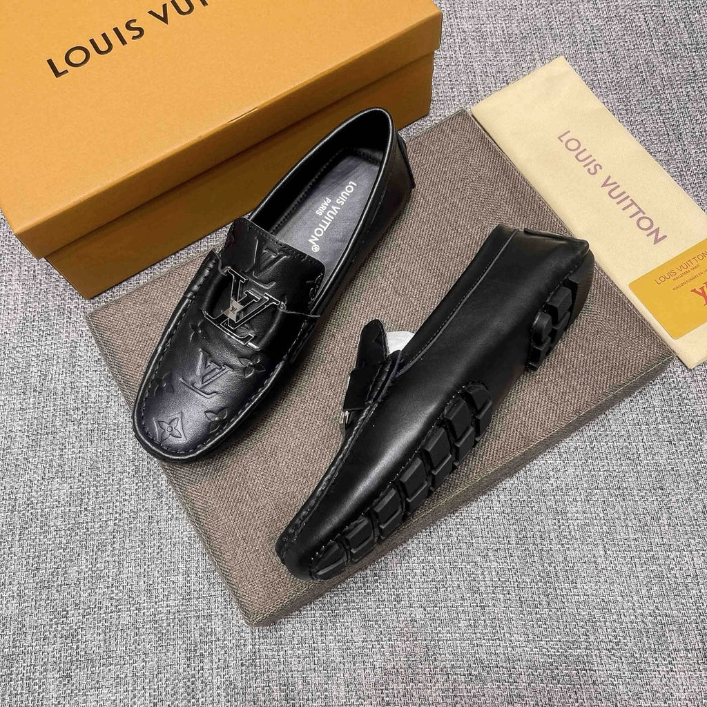 Louis Vuitton Black Metal-Accent Loafers — side