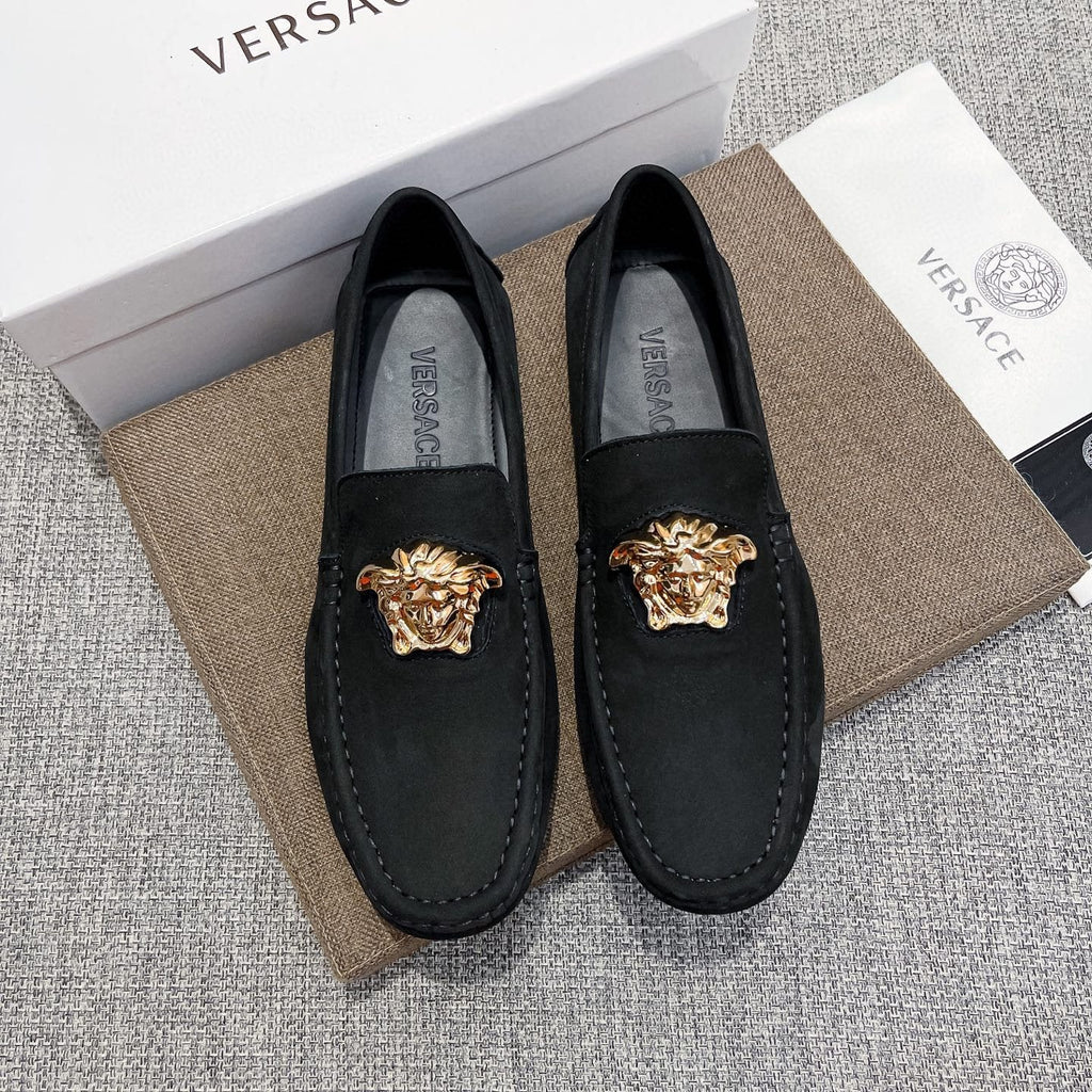 Versace Black Gold-Tone Hardware Loafers — hero