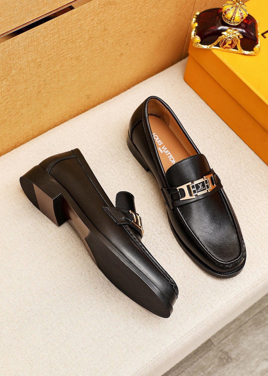 Louis Vuitton Black Hardware Loafers — front