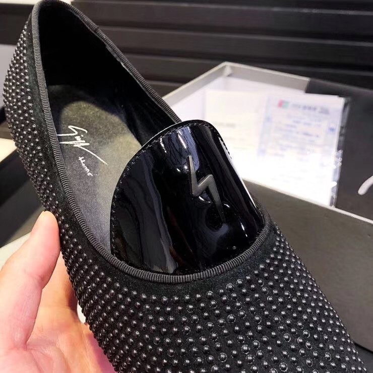 Giuseppe Zanotti Black Studded Loafers — detail