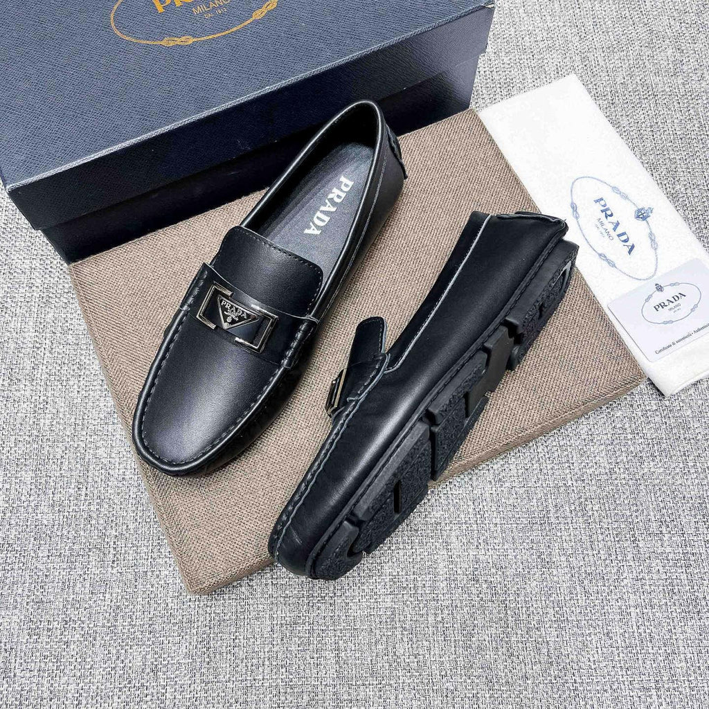 Prada Black Leather Loafers — side