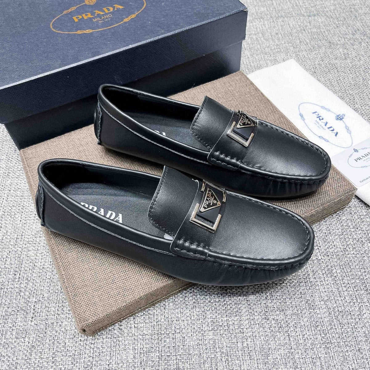 Prada Black Leather Loafers — hero