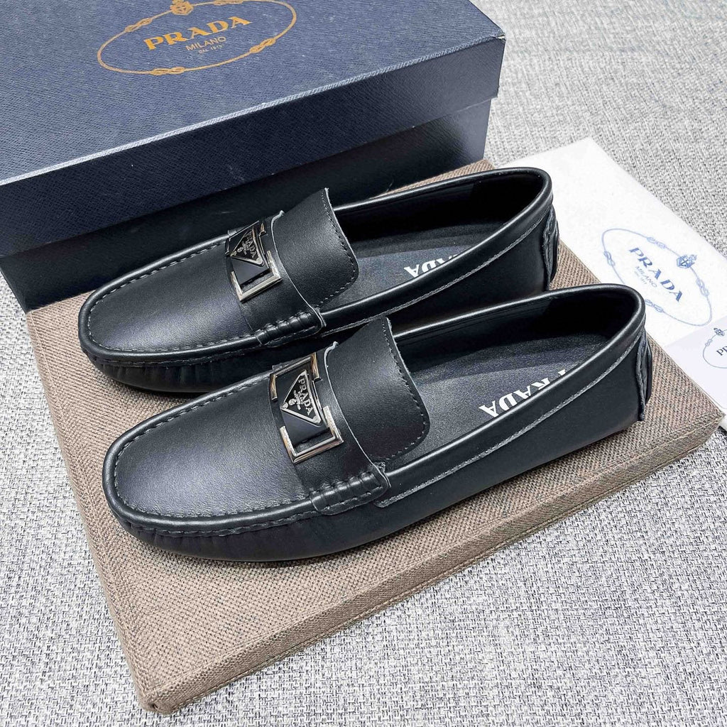 Prada Black Leather Loafers — front