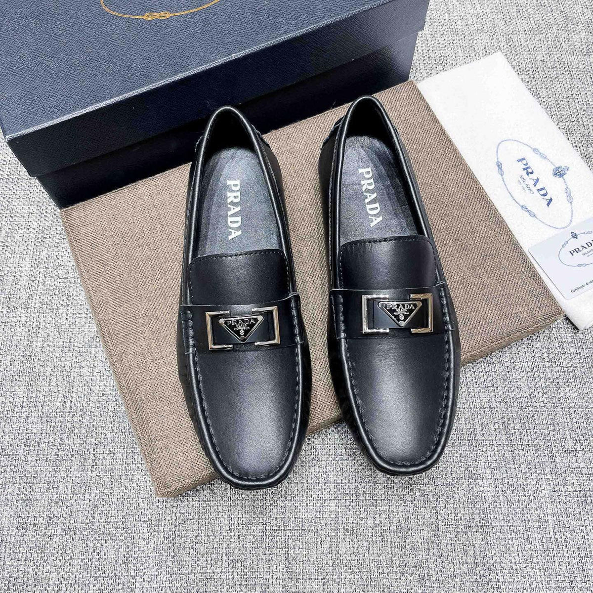 Prada Black Leather Loafers — front