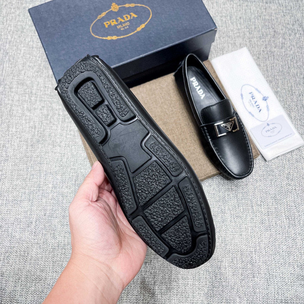 Prada Black Leather Loafers — side