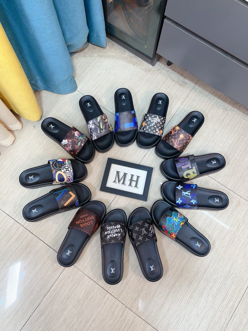 Louis Vuitton Men's Graphic Strap Slide Sandals — side