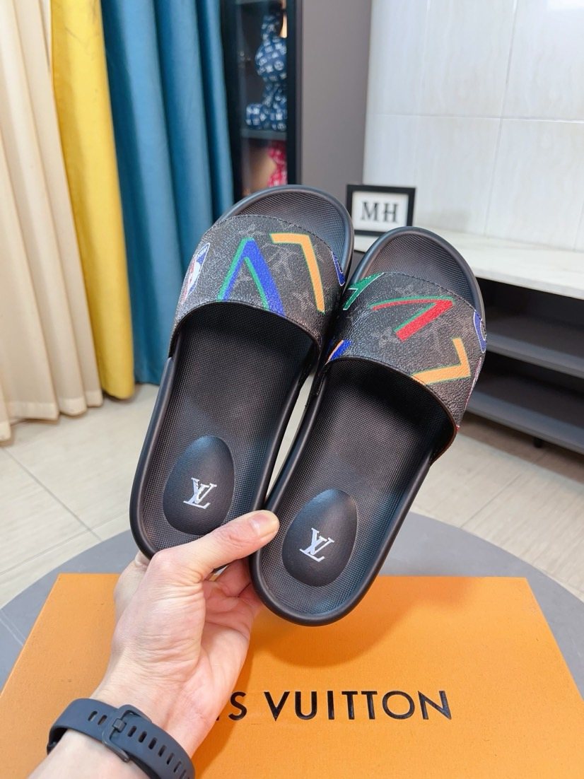 Louis Vuitton Men's Graphic Strap Slide Sandals — side