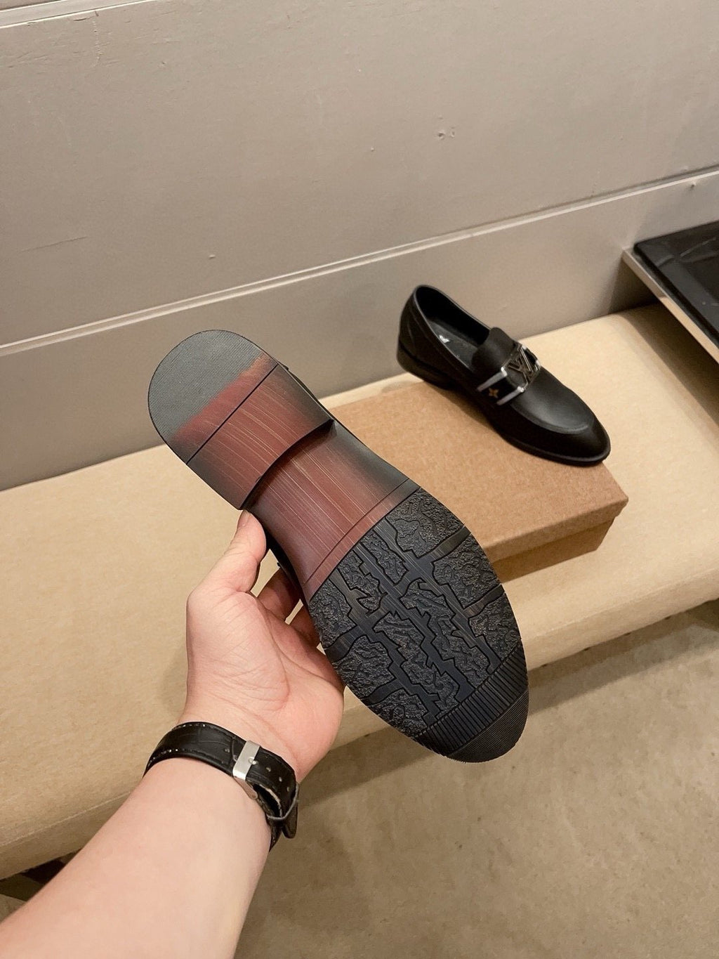 Louis Vuitton Black Buckle Loafers — detail