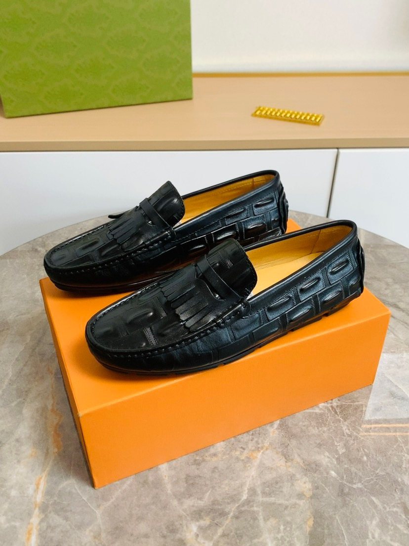 Men’s Black Tasseled Loafers — front