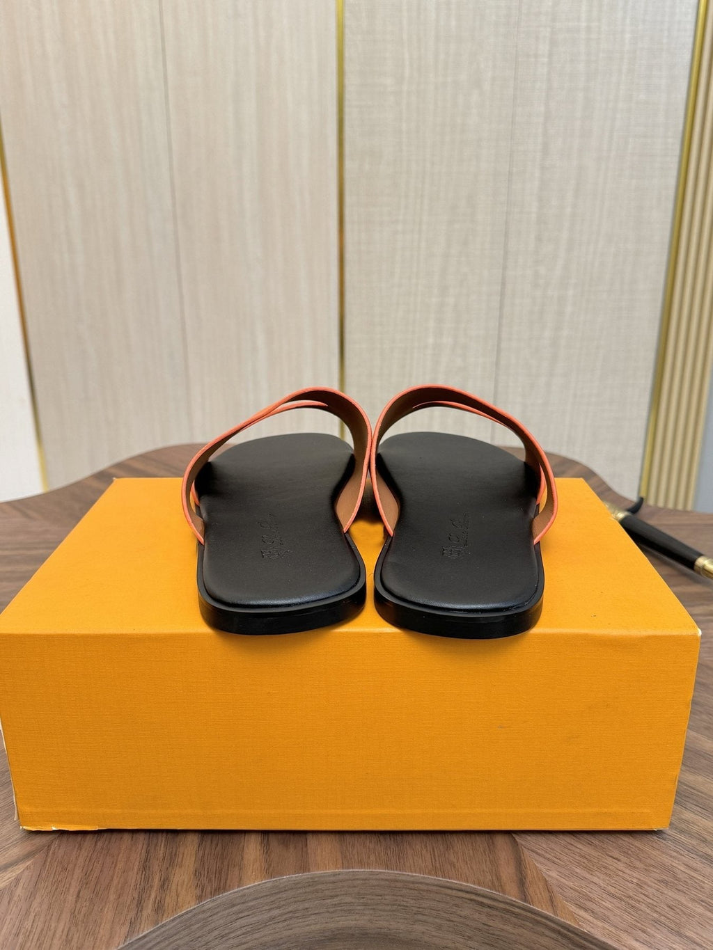 Loro Piana Cutout Leather Slide Sandals — front