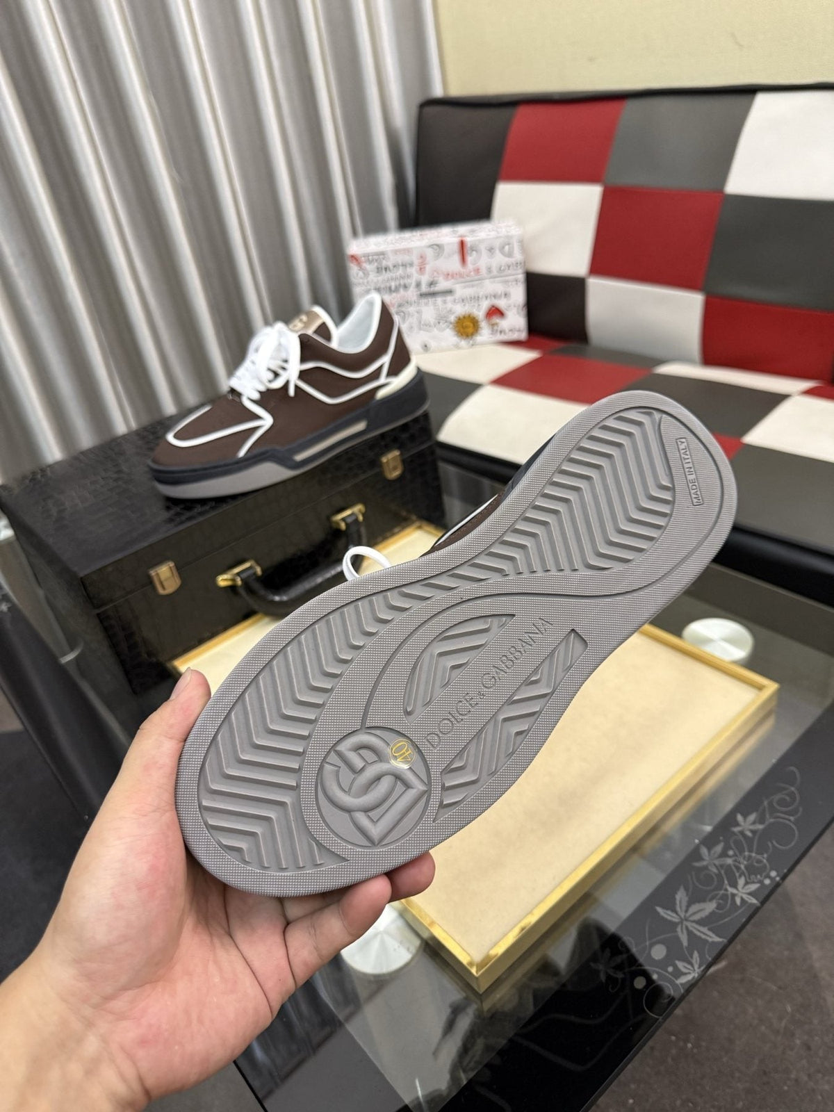 Dolce & Gabbana Brown Piped Low-Top Sneakers — back