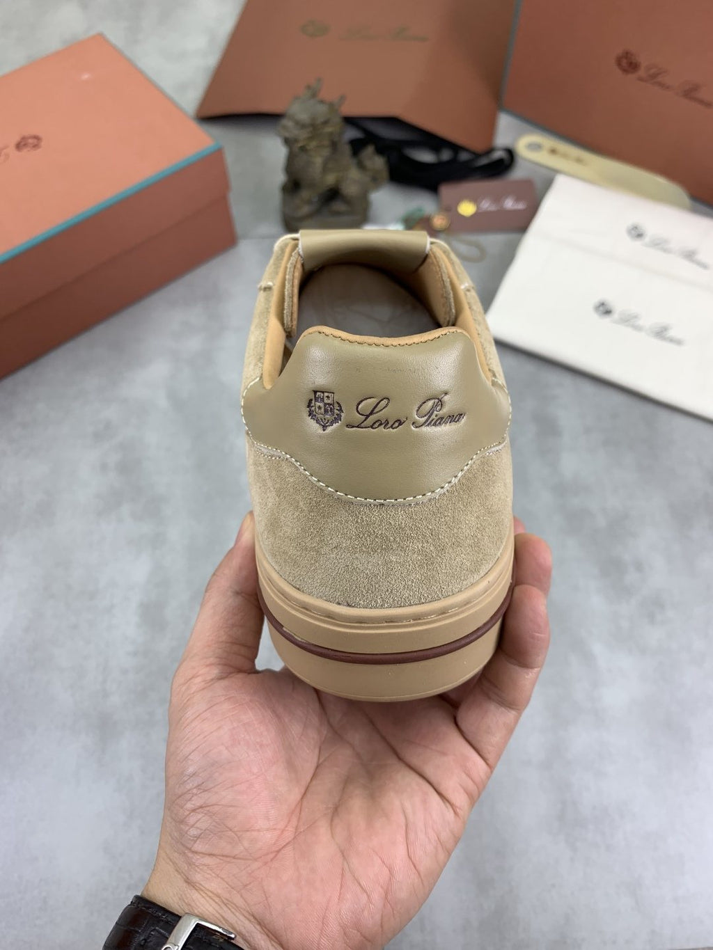 微商相册测试鞋子-Loro Piana Beige Low-Top Sneakers — back