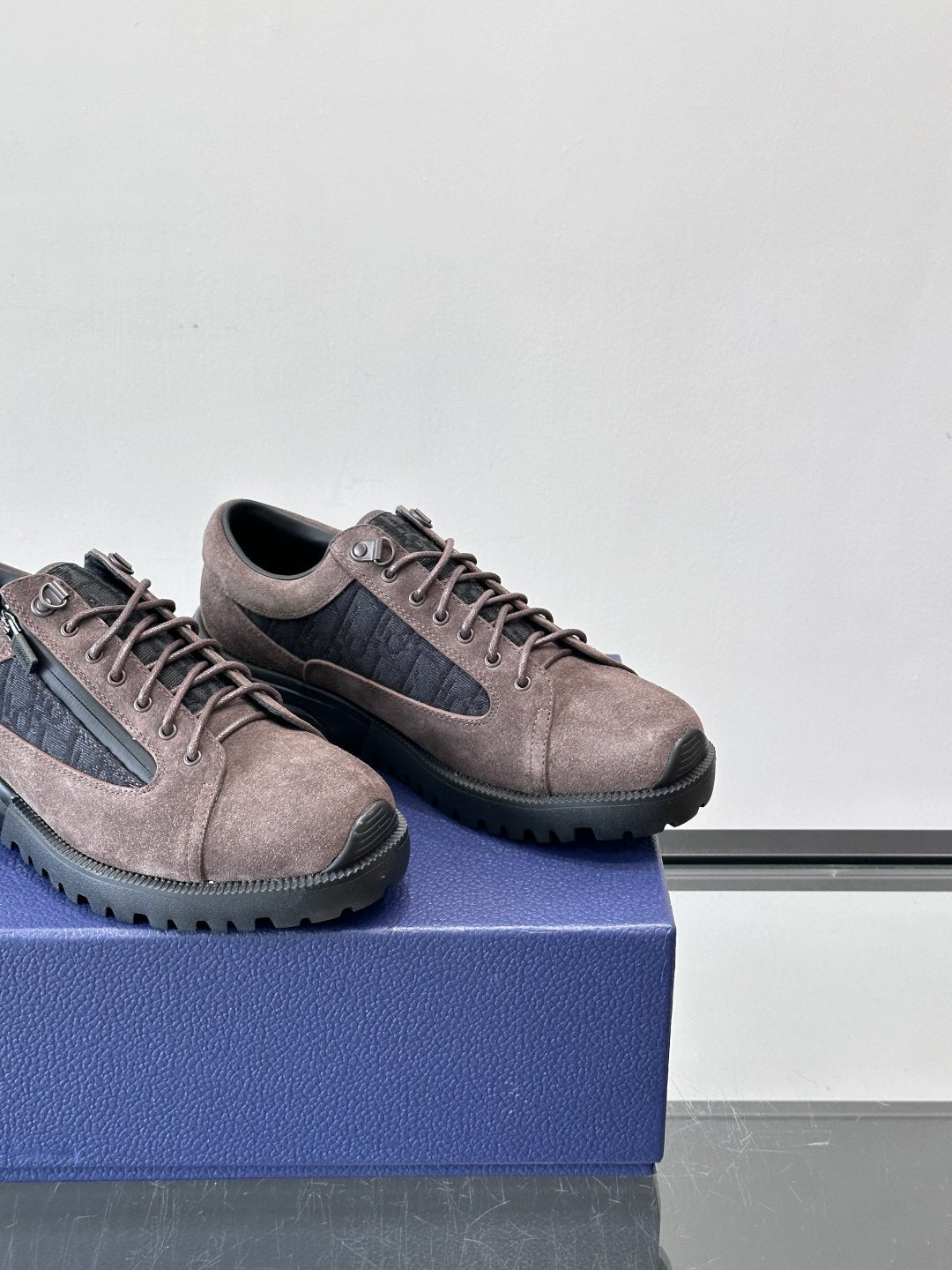 Dior Taupe Lace-Up Derby Shoes — side