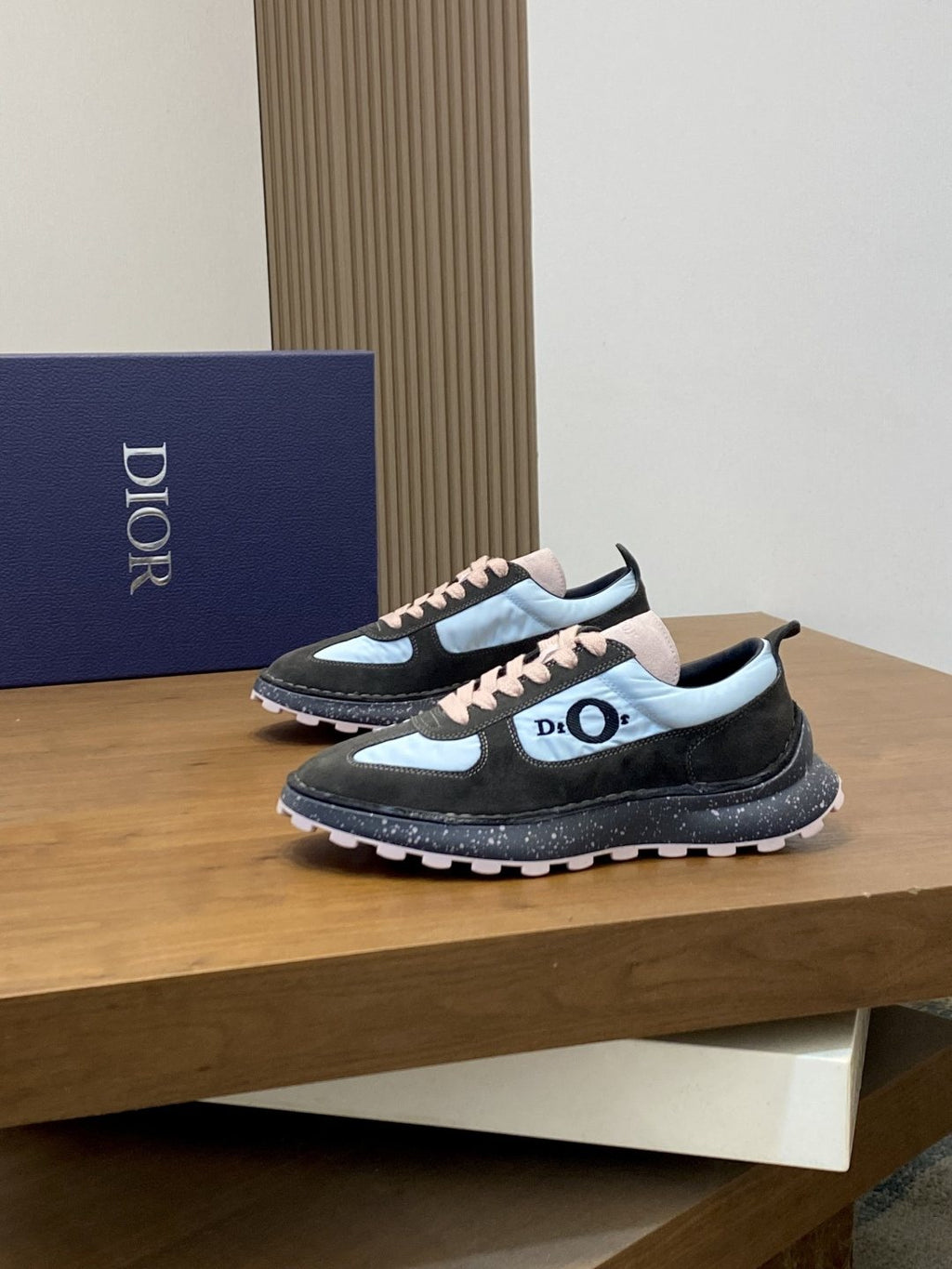 Dior Black and Blue Panel Sneakers — side