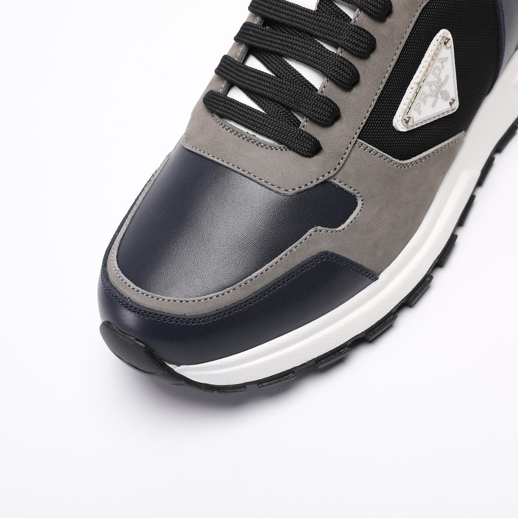 Prada Navy and Gray Paneled Sneakers — detail