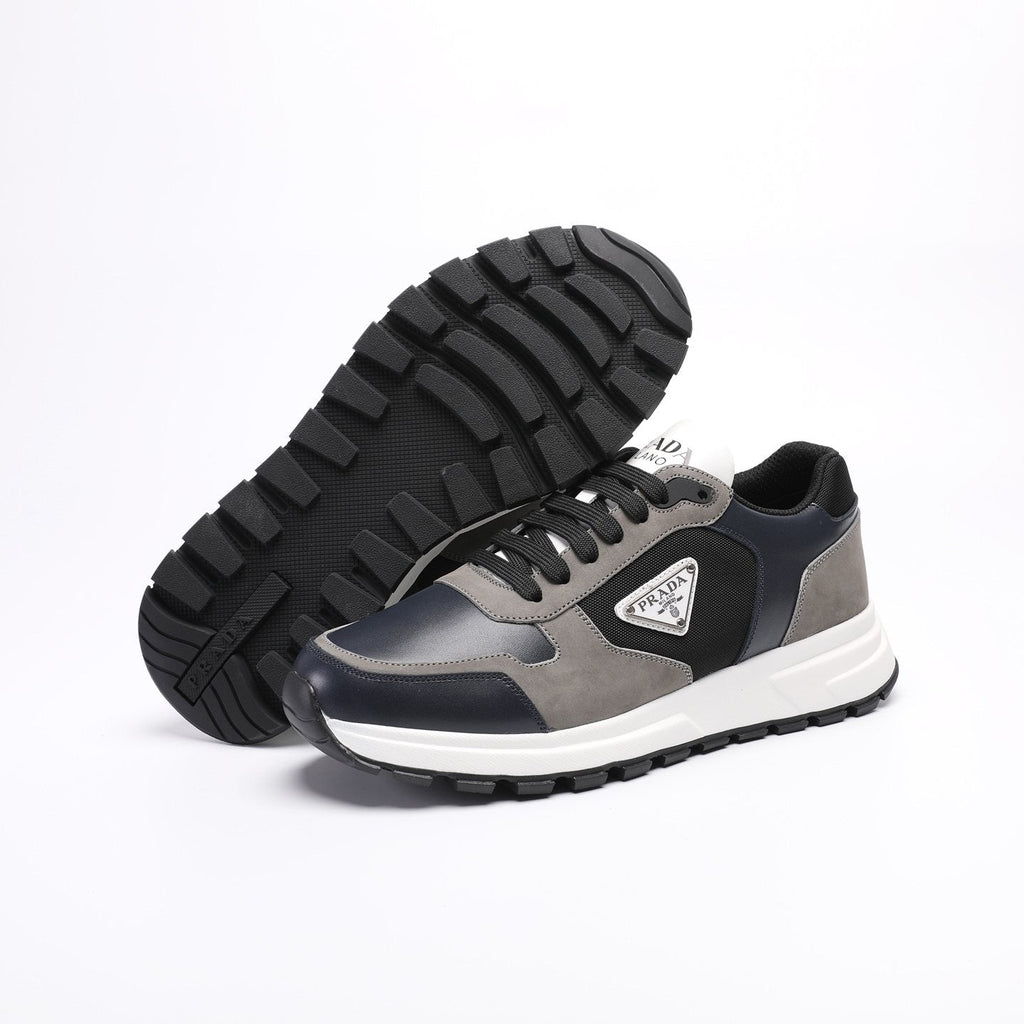 Prada Navy and Gray Paneled Sneakers — side