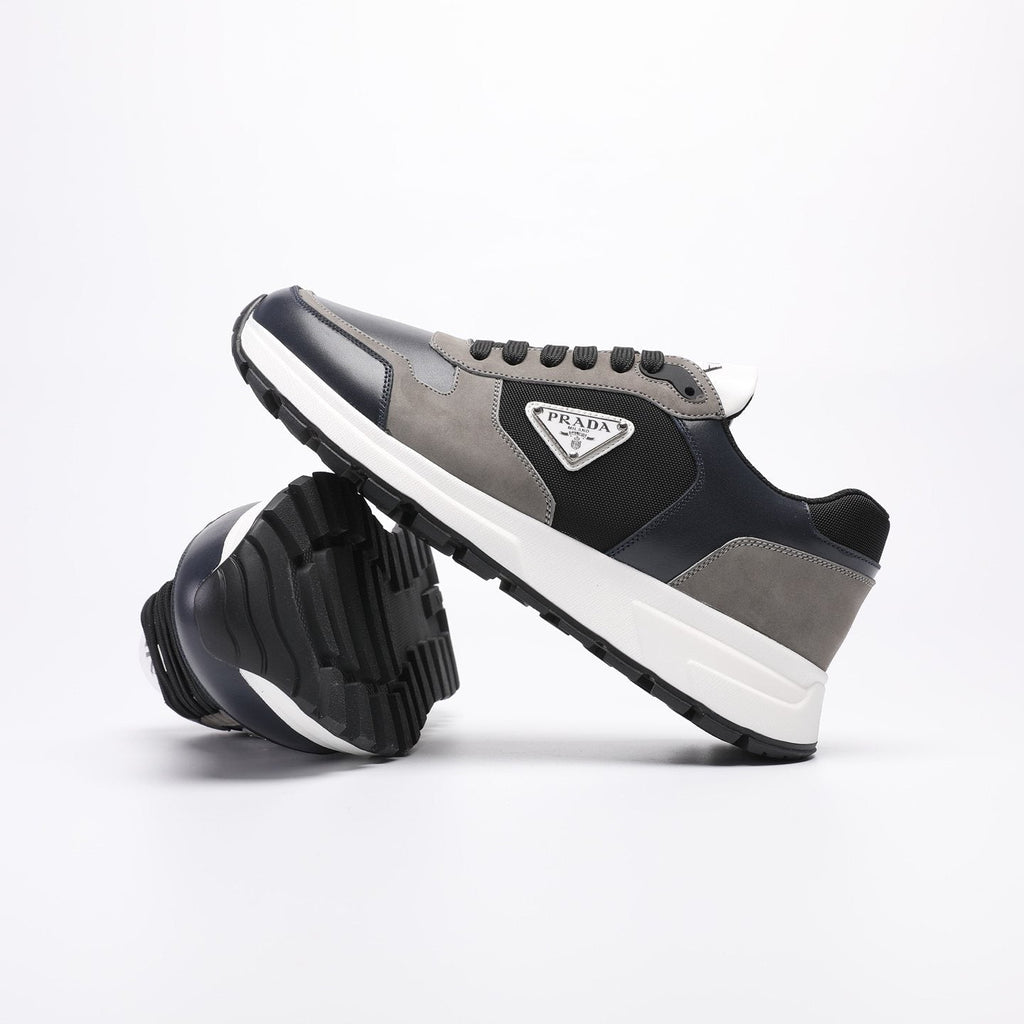 Prada Navy and Gray Paneled Sneakers — side