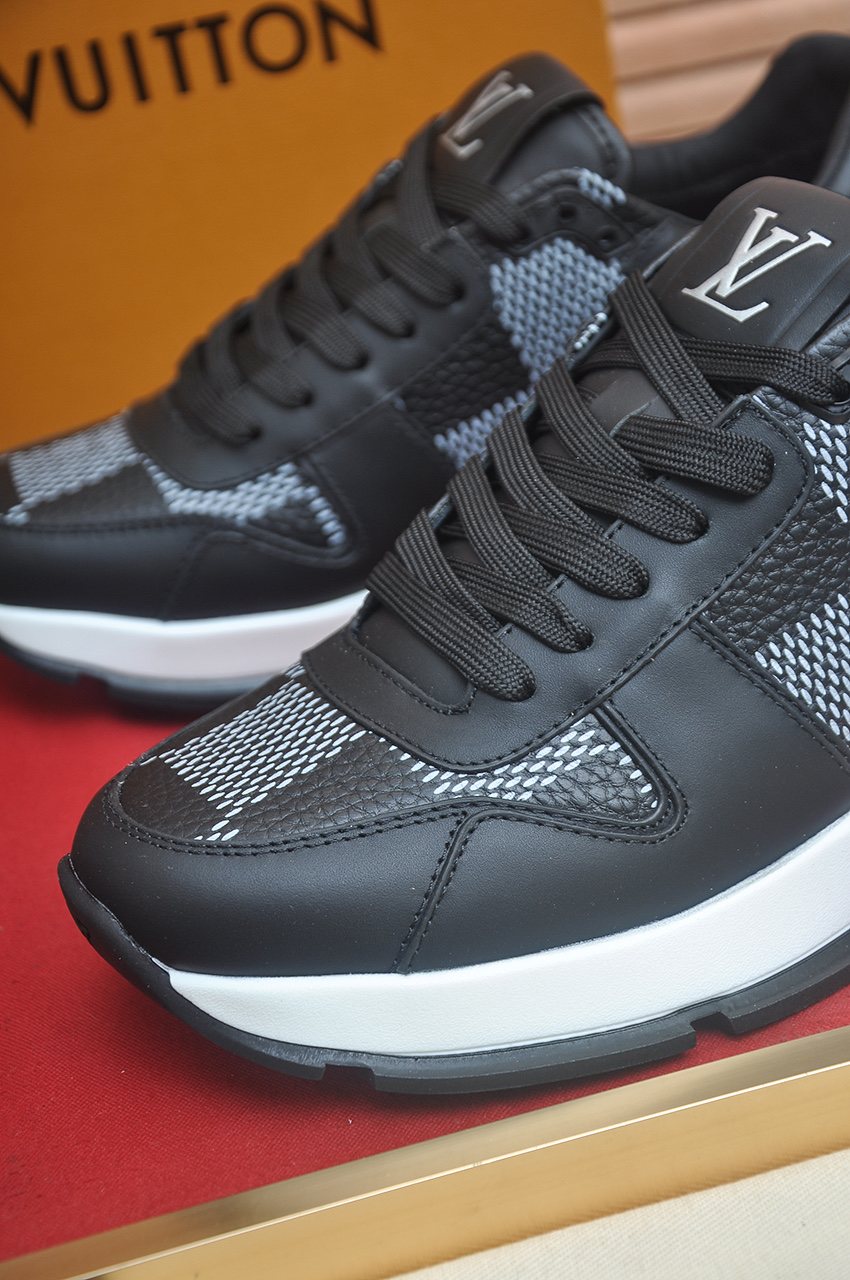 Louis Vuitton Black and Gray Checker Sneakers — detail