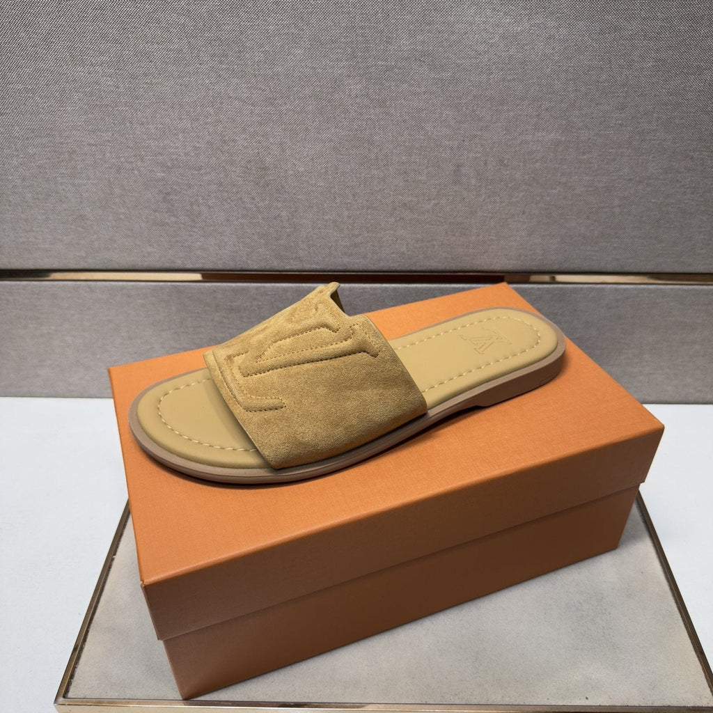 Louis Vuitton Tan Monogram Slide Sandals — hero
