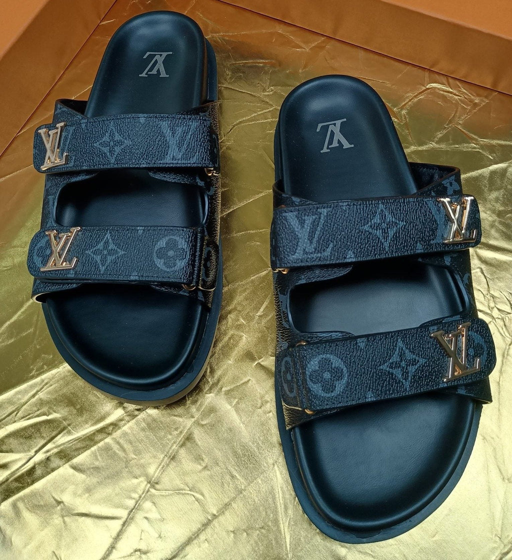 Louis Vuitton Monogram Double-Strap Slide Sandals — front