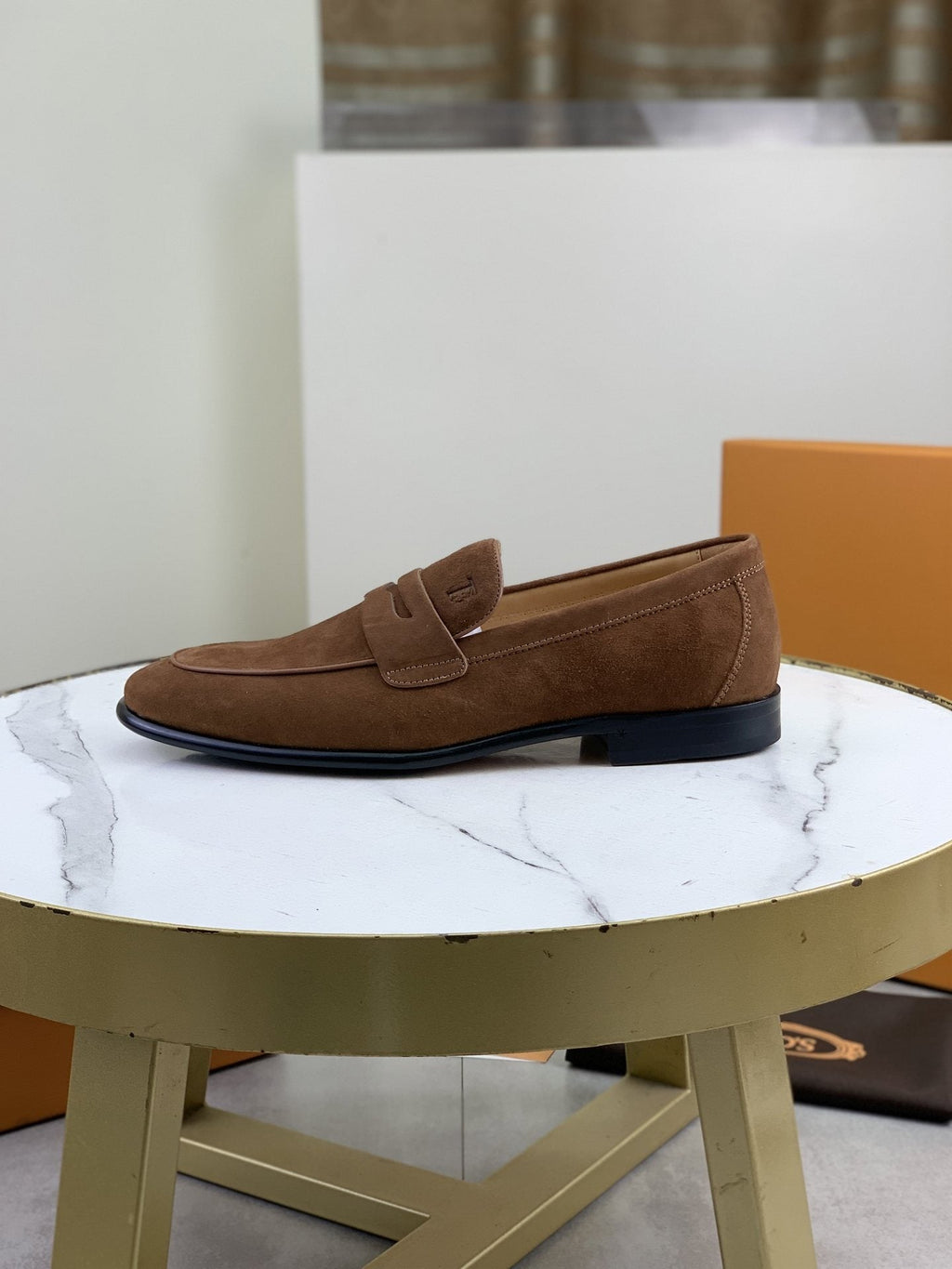 Tod's Brown Suede Penny Loafers — hero