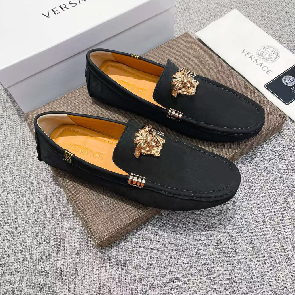 Versace Black Gold Medusa Loafers — hero